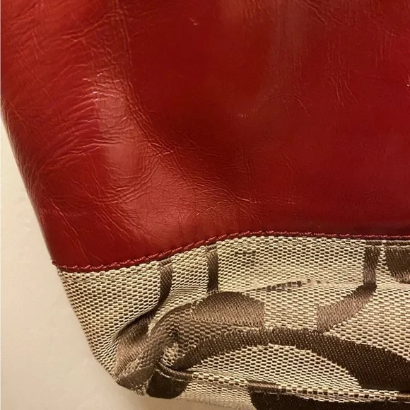 Coach Red and Brown Signature Tote - Picture 12 of 16